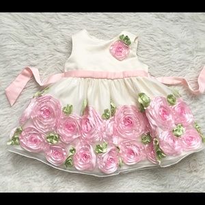 Flower girl dress pink ivory